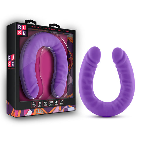 Ruse - 18in Sili Slim Double Dong Purple