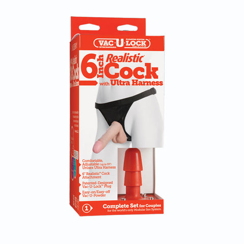 Vac-U-Lock 6in Real Cock w/Ultra Harn
