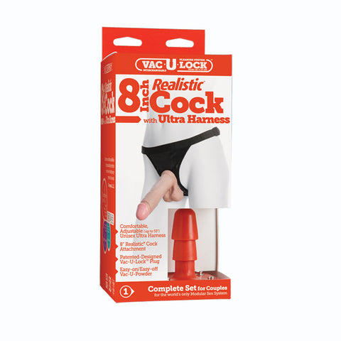 Vac-U-Lock 8in Real Cock w/Ultra Harn